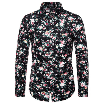 Long Sleeved Shirt Printed Hawaiian Floral Shirt