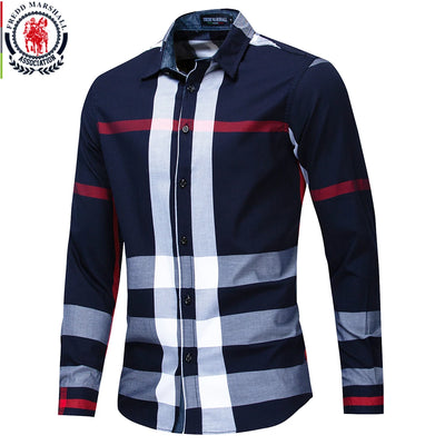 Fashion Random Plaid Shirt Men Long Sleeve