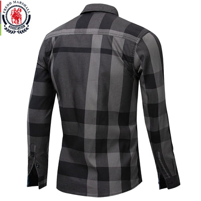 Fashion Random Plaid Shirt Men Long Sleeve