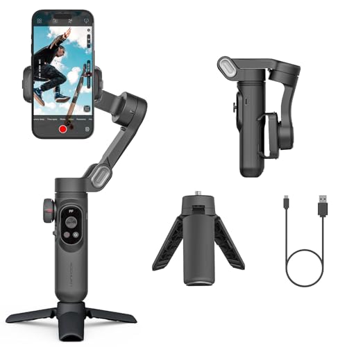 Gimbal Stabilizer for Smartphone LED Light OLED Screen 3-Axis Gimbal AI Gesture Control Stabilizer for Android & iPhone