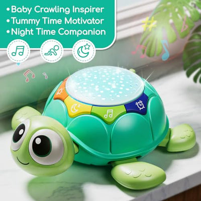 Baby Toys 6 to 12 Months, Turtle Baby Crawling Toys with Light & Sound, Musical Moving Toys for 9-12 Months Old Boys/Girls, Infant Toys 0-6 Months Developmental Toddler Gifts