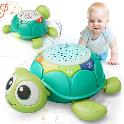 Baby Toys 6 to 12 Months, Turtle Baby Crawling Toys with Light & Sound, Musical Moving Toys for 9-12 Months Old Boys/Girls, Infant Toys 0-6 Months Developmental Toddler Gifts