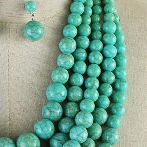 NECKLACE Five Layers Cracked Look Turquoise