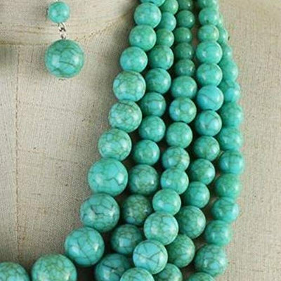 NECKLACE Five Layers Cracked Look Turquoise