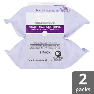 Equate Beauty Night-Time Soothing Makeup Remover Wipes, 40 count, 2 Pack